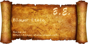 Blayer Etele névjegykártya
